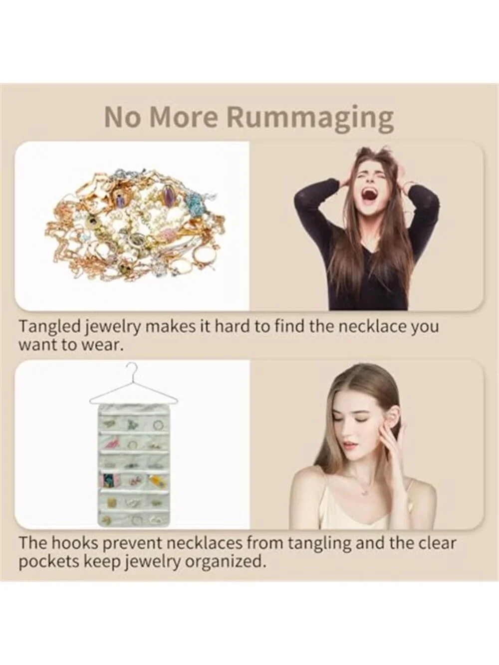 Travel Jewelry Organizer Bag Zippered Pockets Portable Foldable Necklace Earring